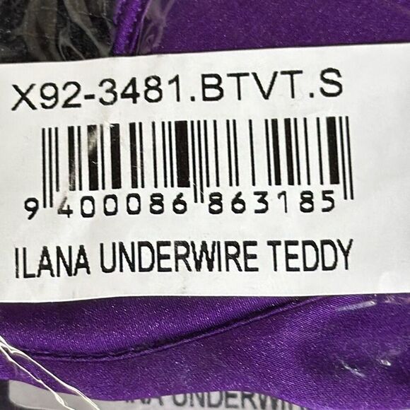 Fredericks of Hollywood Women's Small Ilana Body Suit Purple Black Sheer Lace - Picture 9 of 10